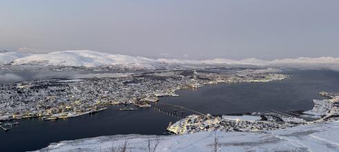 The lights of Tromsø from above