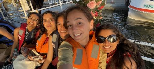 My friends and I on a boat ride in Udaipur