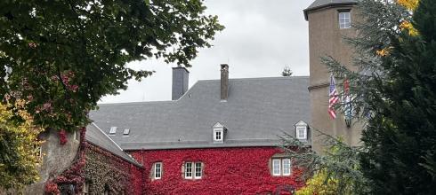 You can see the ivy changing colors on the university building