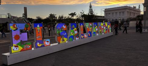 El Salvador sign in the Historic Center of San Salvador