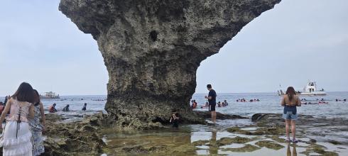 Picture of Vase Rock on Lambai Island, a small island that lies directly in the path of the typhoon. We'll see if the rock is still there afterwards!