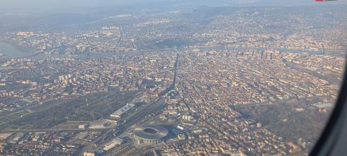 A view of Budapest from above. If you zoom in you can actually see the main road that I live on.
