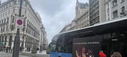Building and bus in Madrid, Spain!