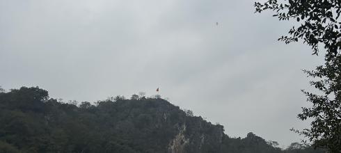 Cloudy skies over the mountain and Pagoda