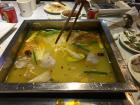 We changed to a non-spicy hotpot broth because the previous one was too spicy. 