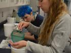 In the lab... I'm the one with the blue hair!