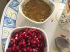 My breakfast this morning was pomegranates and a lentil based curry!