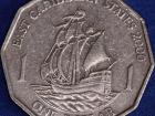 A one Eastern Caribbean dollar coin