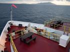 The best place to have a picnic, at the bow of the ship!