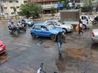 Leaked water pipe+oncoming traffic=not good