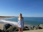 It was a little windy in the south of France. But look! You can see the mountains of Spain behind me!