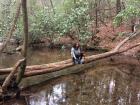 At a local river near my neighborhood. I was so nervous that I would fall in the water!