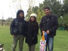 Me, Fernanda and Christian smiling but freezing cold