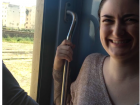 My friend on the train - our spot next to the door for four hours! 