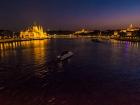 A picture of the Danube lit up at night