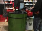 A checkout counter at the grocery store Spar-- notice how much smaller it is than the checkout aisle in the U.S. 