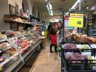 An aisle in a grocery store-- notice how small it is. This aisle was about one quarter of the grocery store