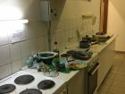 A picture of our kitchen in the dorm-- it gets very crowded at times