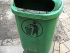 A typical trash can on a street in Budapest