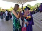 Congratulating Za on her graduation