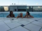Rooftop pool party with other students