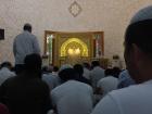 This mosque's prayer area is split into two parts; half of the mosque is inside and the other half is outside