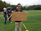 My good friend Nick came with the supportive sign!