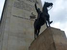 On horse, sword pointed- its as if Bolívar never stopped fighting in Bogotá!