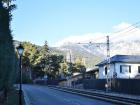 Town of Cercedilla with icy mountains in the background