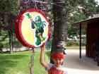 At his birthday party, Aiden got a Ninjago-themed piñata!