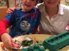 Aiden loves his grandma, and he also loves green beans! 