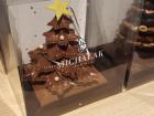 The French really love their chocolate, and here's a little chocolate Christmas tree for sale at the fancy mall