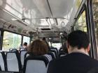 This is an example of a bus from the inside! At certain times of the day you can barely stand with all of the people using the bus.