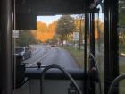 Sitting up front in the bus means having a great view of the road ahead.