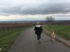 Clara and her dog in her home village of Sankt Martin in Germany