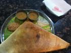 Whenever I eat at a restaurant, dosai like this one with masala inside its folds is always a great choice
