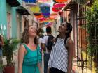 My friend Rachel and I found a street of colorful umbrellas during our visit to Cartagena