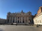 This is the entrance to the St. Peter's Basilica where the Pope lives and works in Rome.