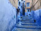 A little alleyway in Chefchaouen, a city known for its blue color