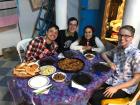 Enjoying dinner with our host sister in Rabat, Morocco