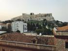 A photo of the Acropolis shot from the adjacent museum