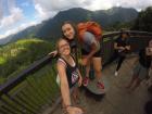This is me and my roommate Sarah when we visited a mountain near our home in Guan Shan. 
