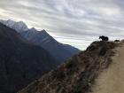 Walking up one of the footpaths leading to Namche and gazing at the cloudy morning sky