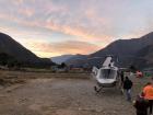 The morning I flew out to Namche at the Hotel Everest View helipad, the pink clouds above are the rotor clouds the heli-pilot spoke about 