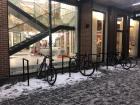Bikes parked at the mall in the middle of January