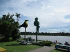 Bird statues make the island welcoming to tourists