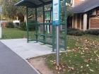 A bus stop similar to the one that Abby uses every school day