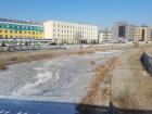 The frozen river in Ulaanbaatar