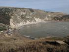 Lulworth Cove has an iconic horseshoe shape
