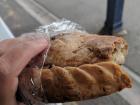 People will often give foods, like sandwiches or pasties, to homeless people